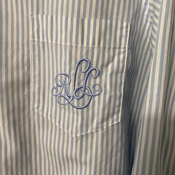 Lauren Ralph Lauren Mens S/M  Button Down Shirt Striped Embroider Logo Rare - Picture 5 of 13